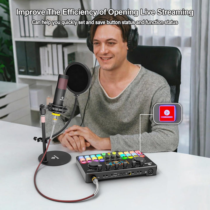 Paquete de equipo de podcast para 2 con micrófonos condensadores XL...