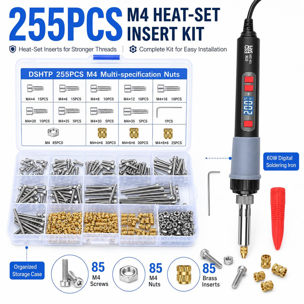 Kit de inserción de calor M4 para impresión 3D, insertos roscados Kit de