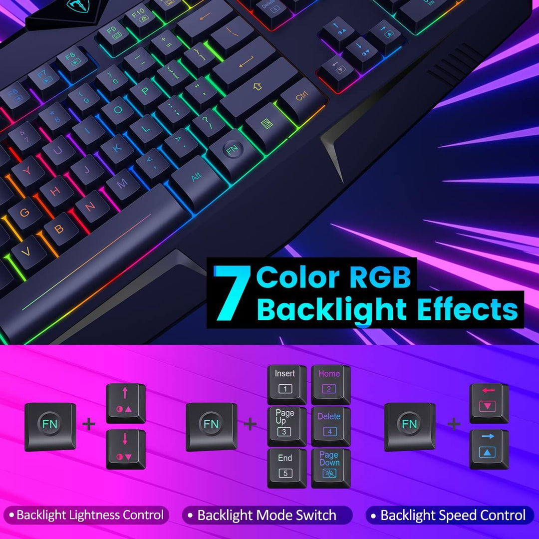 Dacoity Teclado para videojuegos, teclado silencioso con retroilumi...