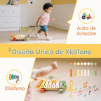 Instrumentos musicales de madera para niños pequeños de 2 años en adelante, xilófono Montessori, Maracas, sonajeros, trompeta, juguetes musicales para bebés con bolsa de almacenamiento, regalos para niños y niñas