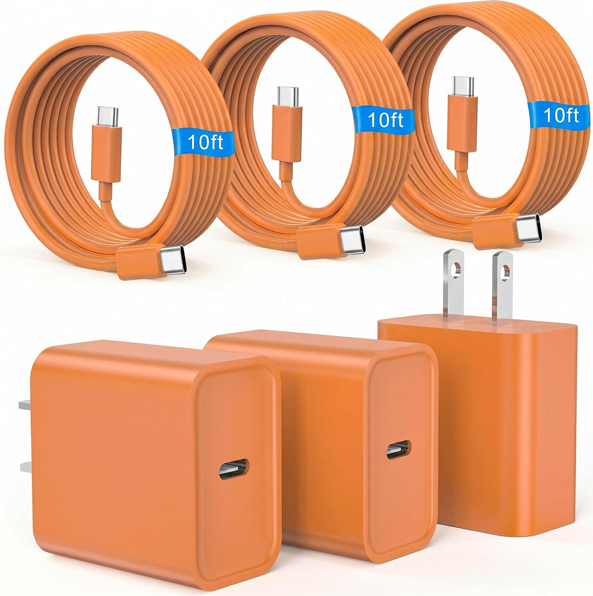 Cargador de carga rápida para iPhone 17, 16, 15, paquete de 3 cargadores USB C PD de 20 W con cable de 10 pies, cable USB C tipo C para iPhone 17/17 Pro/17 Pro Max/16/16 Plus/16 Pro/16 Pro Max/15/15