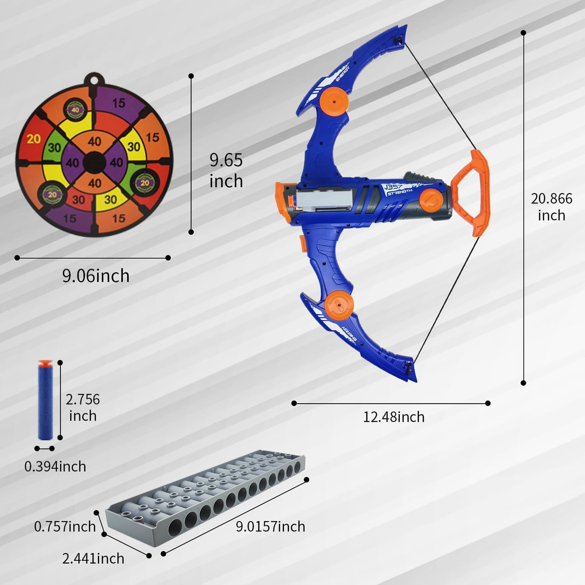 Arco y flecha de juguete para balas de pistola Nerf, juego de tiro con bala de espuma de 12 dardos con 36 dardos de espuma, 1 gafas y objetivo, regalo de cumpleaños para fiesta (azul)