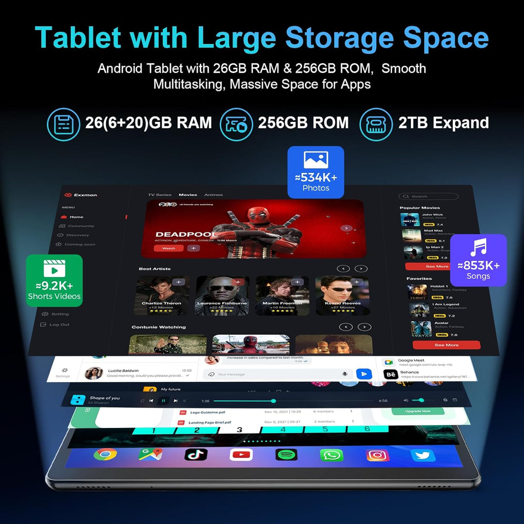PYNAREL Tablet Android con teclado 26GB256GB expansión de