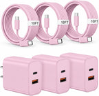 iPhone 18 17 16 15 Cargador de carga rápida tipo C USB C cargadores rosa