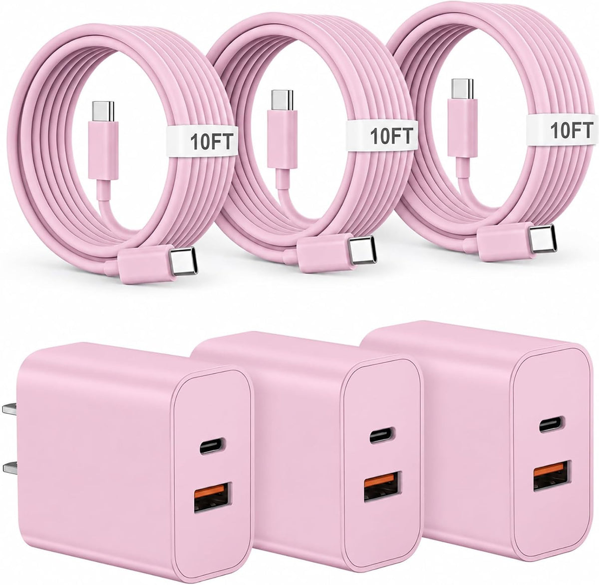iPhone 18 17 16 15 Cargador de carga rápida tipo C USB C cargadores rosa