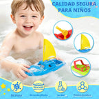 Flota de botes de juguete para niños pequeños, botes acuáticos flotantes para piscina, baño y playa, juego de botes coloridos para niños de 3 a 5 años