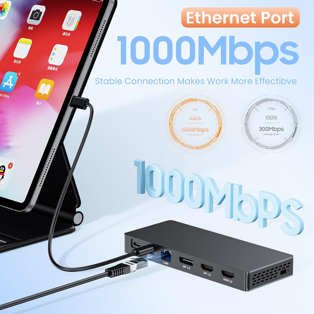 Nueva estación de acoplamiento Dell con doble HDMI+DisplayPort con adaptador de corriente, 13 en 1 Dell Thunderbolt Dock para XPS, Inspiron, Latitude, Precision, Vostro, G/Alienware, etc