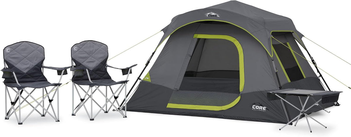 CORE - Combo de campamento de 4 piezas con tienda de campaña instantánea