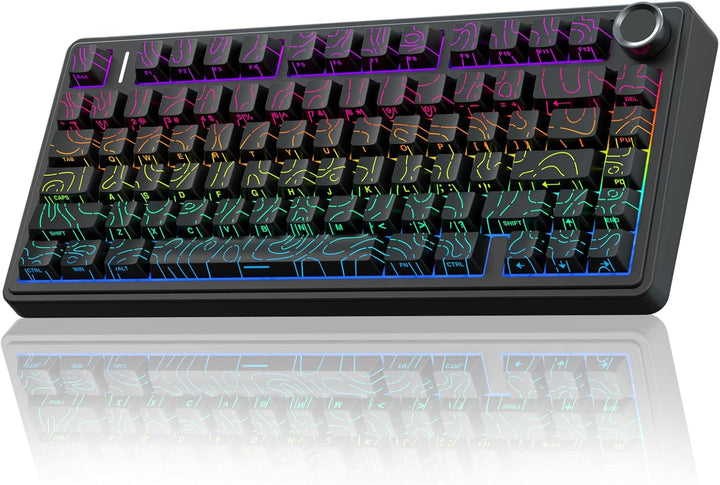 AULA Teclado mecánico inalámbrico F75 Pro con perilla, 75% teclados...