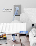 Regleta azul con 12 tomacorrientes, 4 USB (1 USB C), cable de extensión de 6.5 pies con múltiples tomas, estación de carga, torre de regleta de alimentación, suministros de escritorio de oficina en