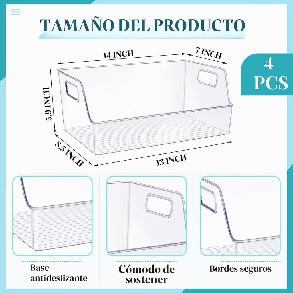 Organizador de libros de almacenamiento grande transparente de 4