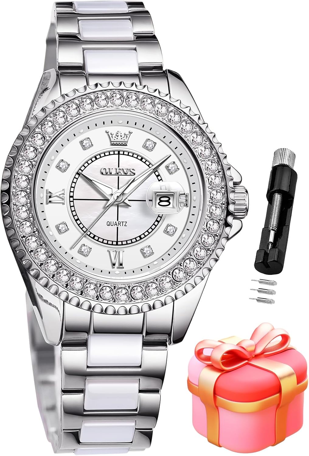 OLEVS Relojes para Mujeres Lujo Diamante con Fecha Analógico Cuartz para Mujer