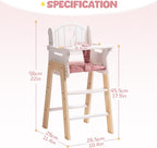 ROBOTIME Silla alta de madera para muñeca de bebé, silla de muñeca