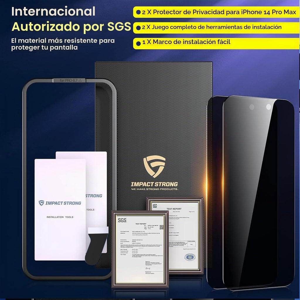 ImpactStrong Protector de pantalla de privacidad antiespía para iPhone 17 (6.3 pulgadas), vidrio templado 9H, resistente a roturas, antiarañazos, kit de fácil instalación, compatible con fundas, paquete de 2