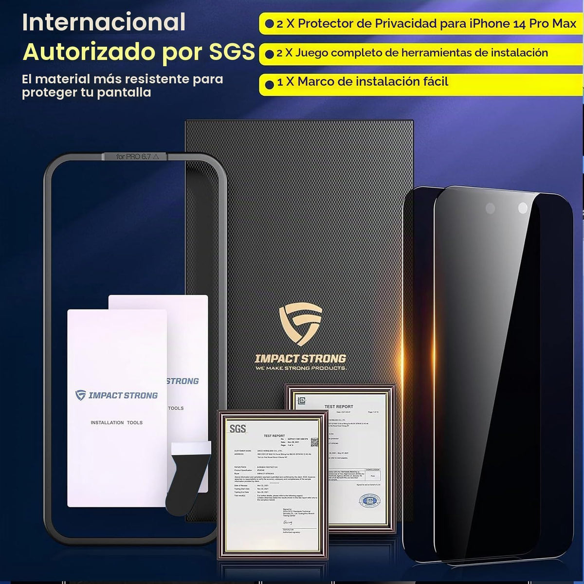 ImpactStrong Protector de pantalla de privacidad antiespía para iPhone 17 (6.3 pulgadas), vidrio templado 9H, resistente a roturas, antiarañazos, kit de fácil instalación, compatible con fundas, paquete de 2