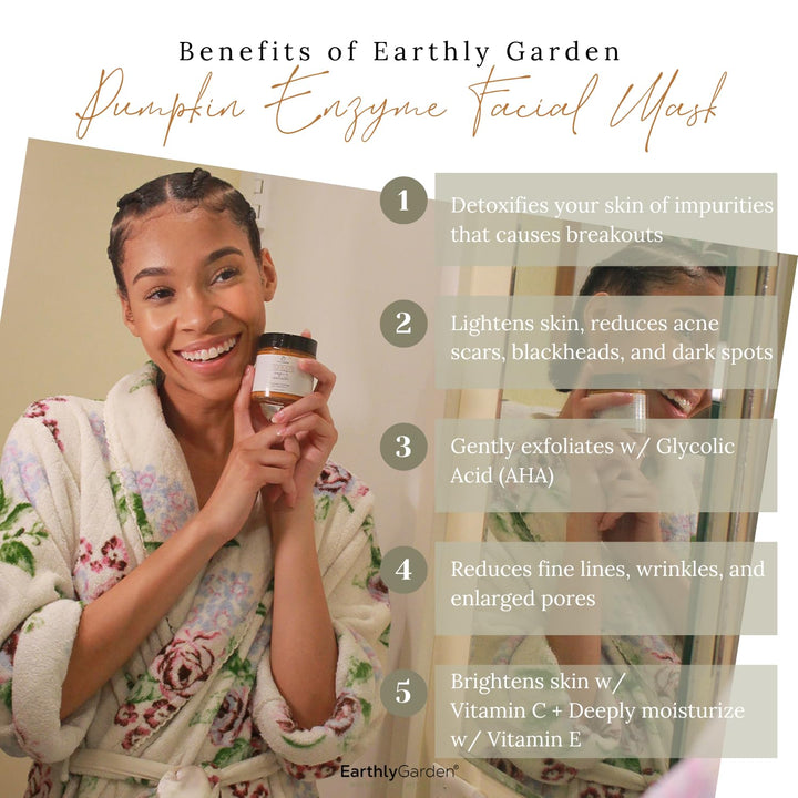 EarthlyGarden Máscara facial exfoliante con enzima de calabaza, tra...
