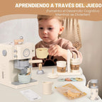 Kids Wooden Coffee Playset con Grinder, Toy Coffee Maker para Kids Toddlers, Pretend Play Kitchen Appliances & Accessories Toy Gift para Boys Girls