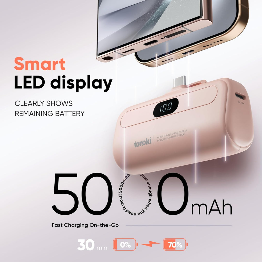 TONOKI Cargador portátil USB-C de 5000 mAh, para iPhone 15\/16\/17,...