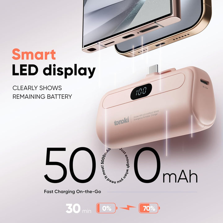 TONOKI Cargador portátil USB-C de 5000 mAh, para iPhone 15\/16\/17,...