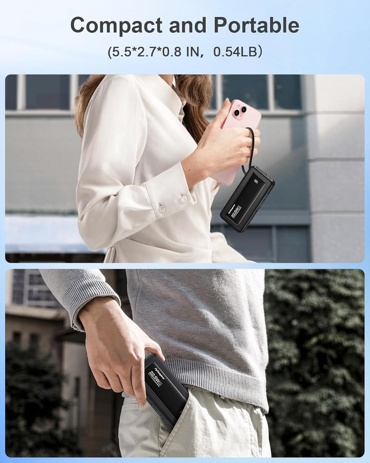 FlyKangaroo - Cargador portátil con cables integrados, batería de 1...