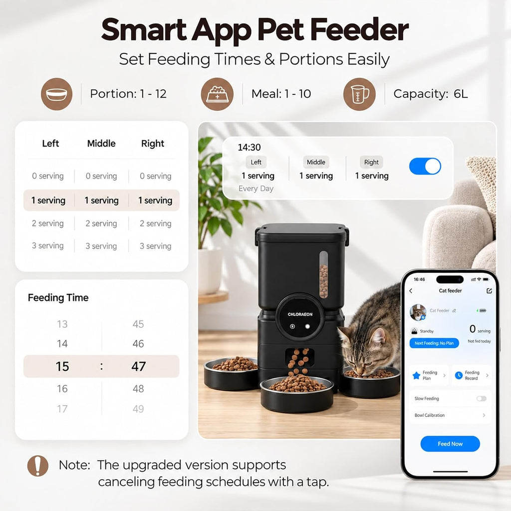 Alimentador automático para gatos para 3 gatos, dispensador de alimentación