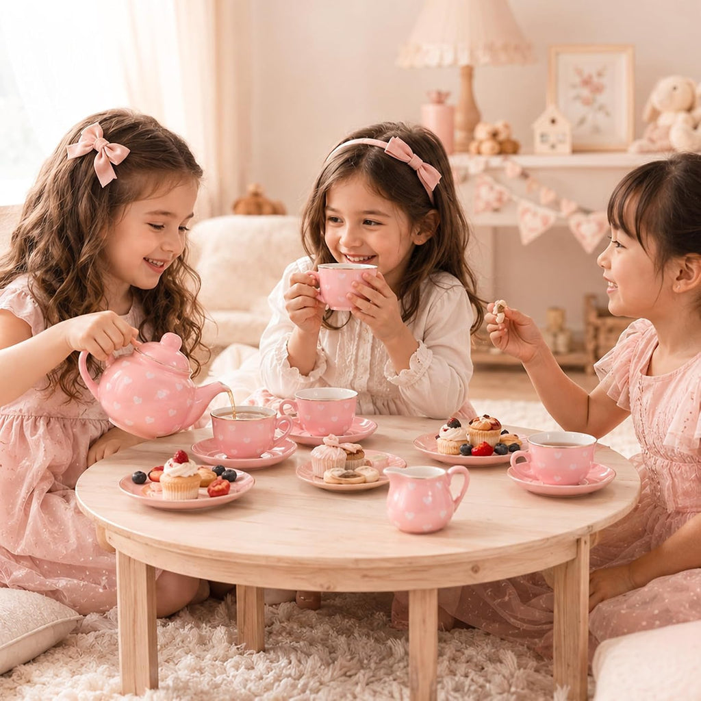 Juego de té de porcelana para niñas, juego de fiesta de té para niñas pequeñas, regalos de cumpleaños para niñas pequeñas