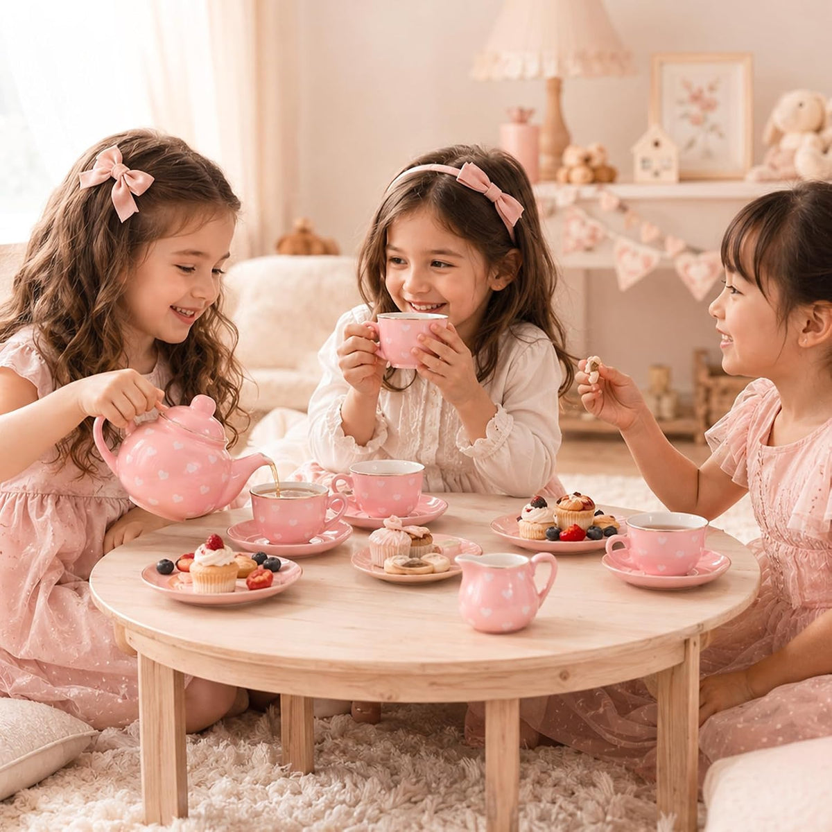 Juego de té de porcelana para niñas, juego de fiesta de té para niñas pequeñas, regalos de cumpleaños para niñas pequeñas