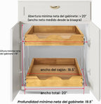 DINDON Organizador de cajones extraíble de 2 niveles (20 pulgadas de ancho x 18 pulgadas de profundidad) Cajón deslizante de madera de doble nivel para almacenamiento y organización debajo del