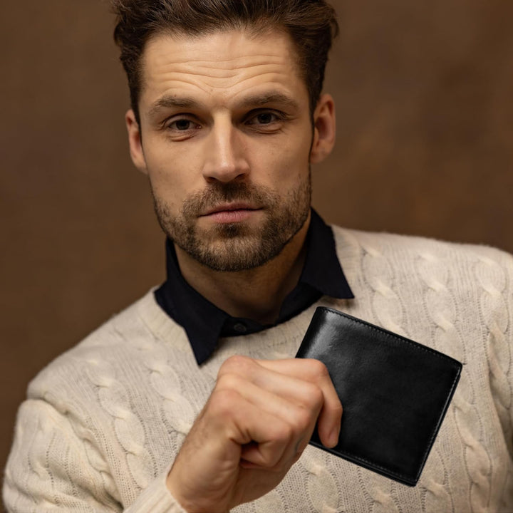 Time Resistance Cartera de cuero para hombre - Billetera italiana p...
