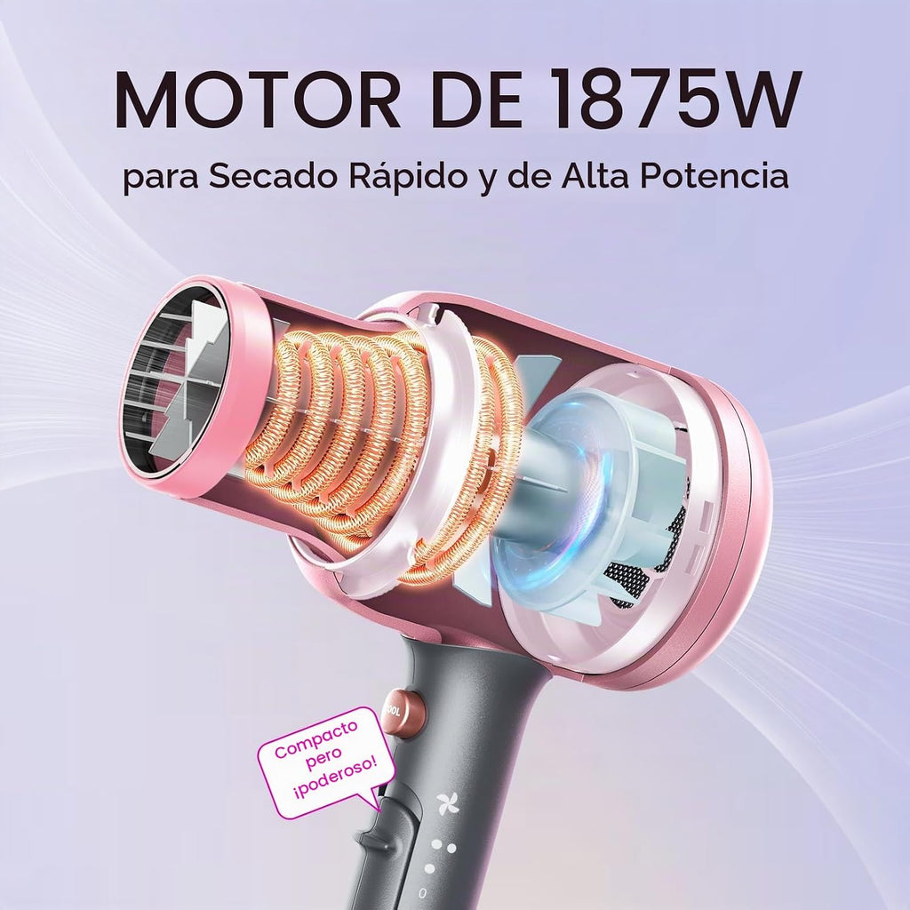 Wavytalk Secador de pelo iónico soplado para cabello rizado con difusor y juego de rizador 5 en 1 con cepillo térmico y 4 varitas rizadoras de cerámica intercambiables (0.5 pies a 1.25 pies)