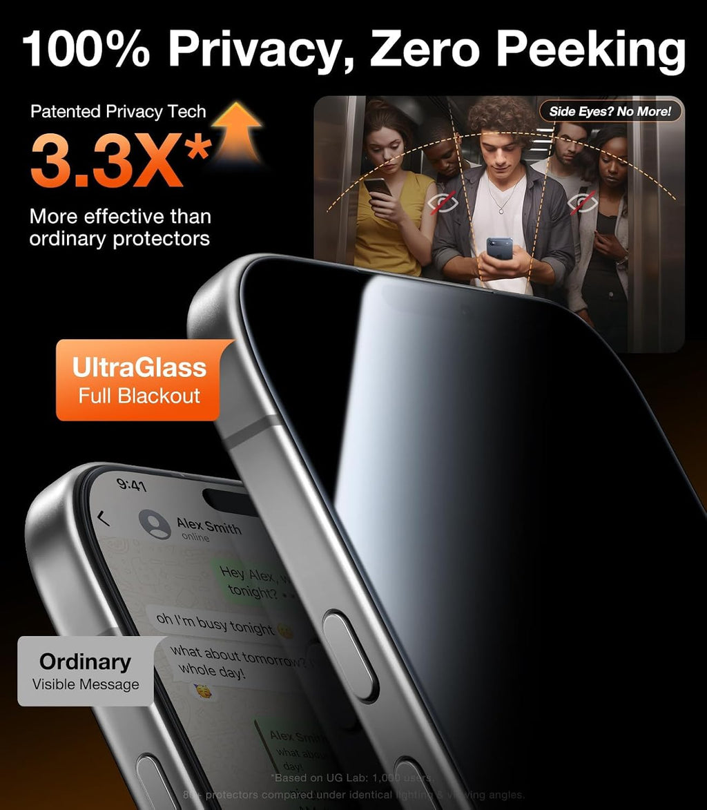 UltraGlass Top 9H+ Armor - Protector de pantalla de privacidad para iPhone