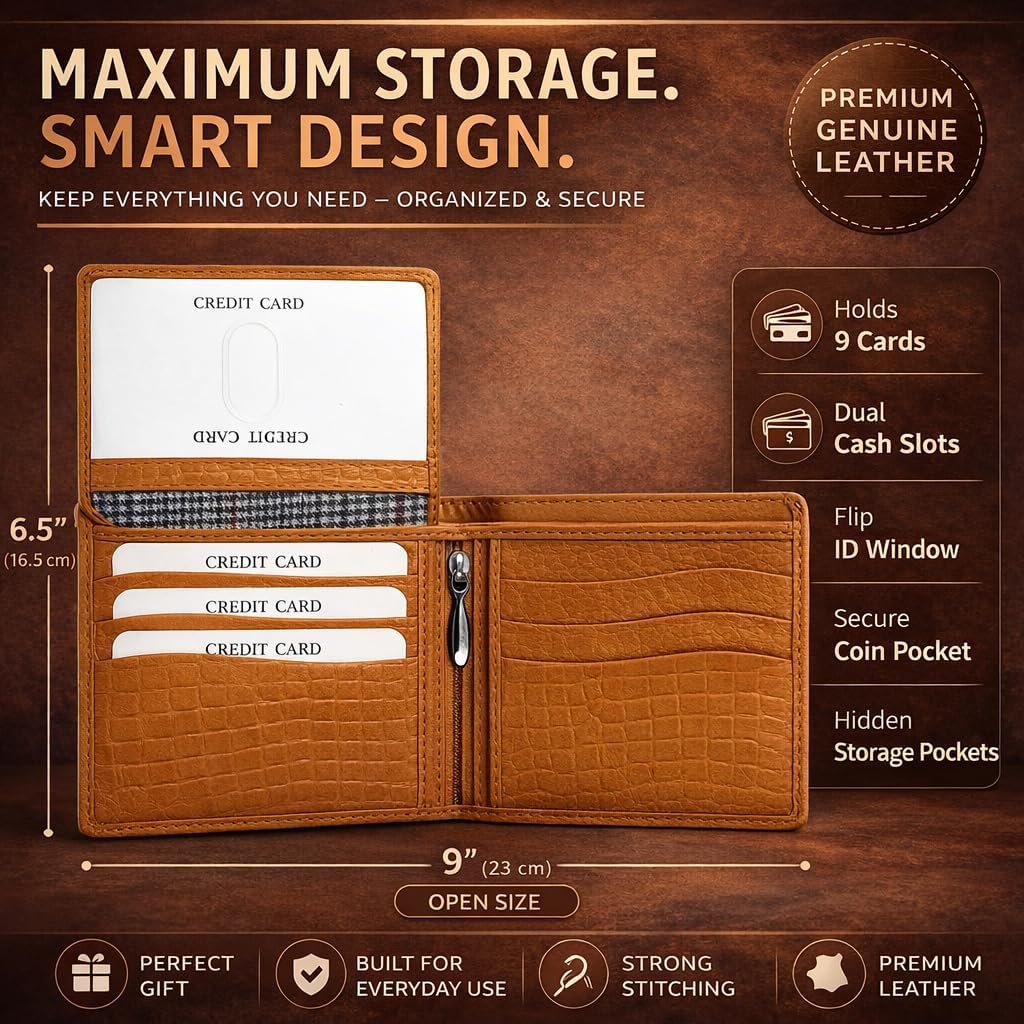 Cartera de cuero para hombre, bloqueo RFID, delgada y elegante con...