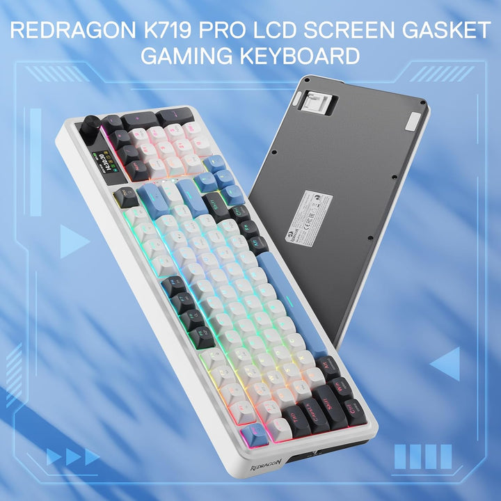 Redragon K719 Teclado inalámbrico para juegos con junta con pantall...