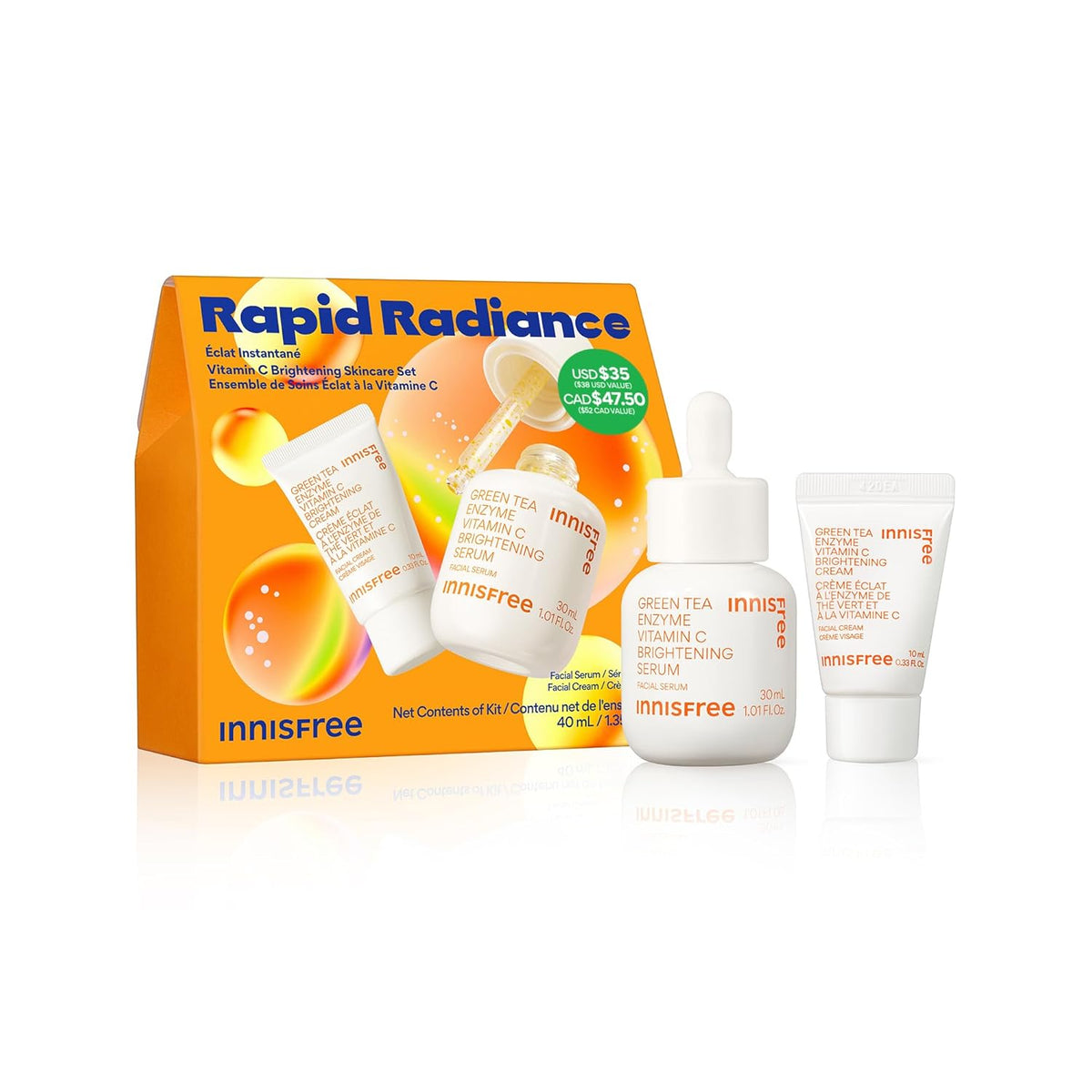 innisfree Vitamina C Rapid Radiance Set, juego coreano de cuidado d...