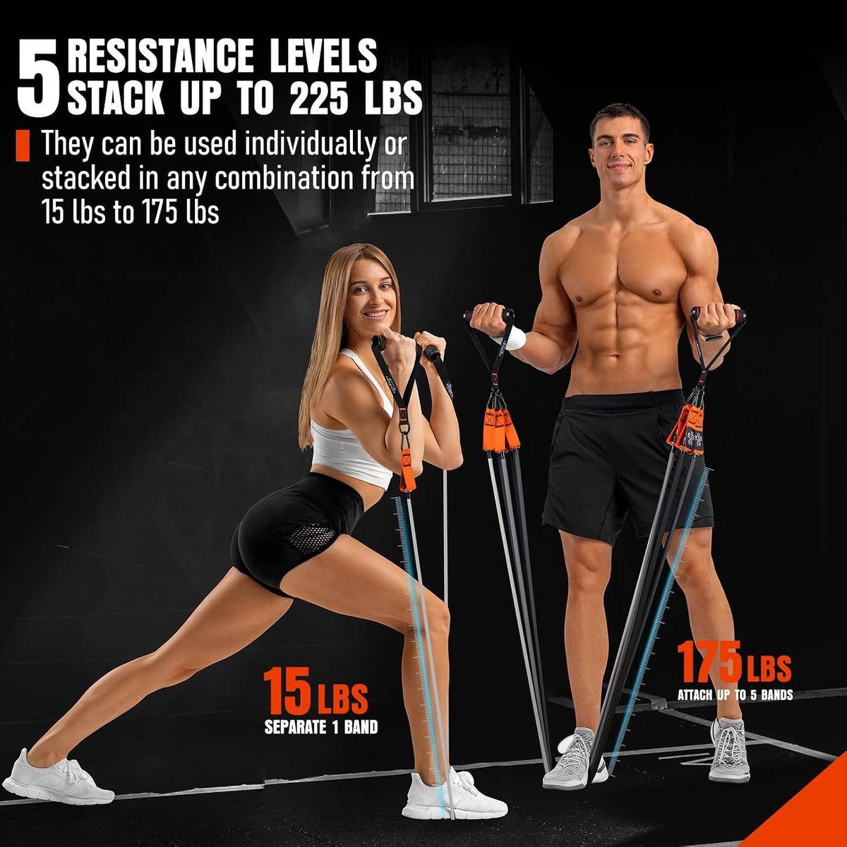 Bandas de Resistencia con Asas, Bandas de 175 lb para Entrenamiento