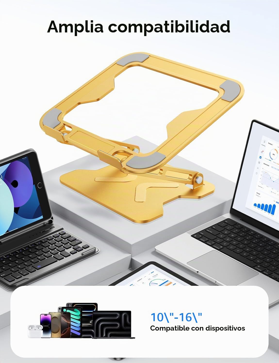 JCZT Soporte ajustable para laptop para escritorio, elevador plegab...