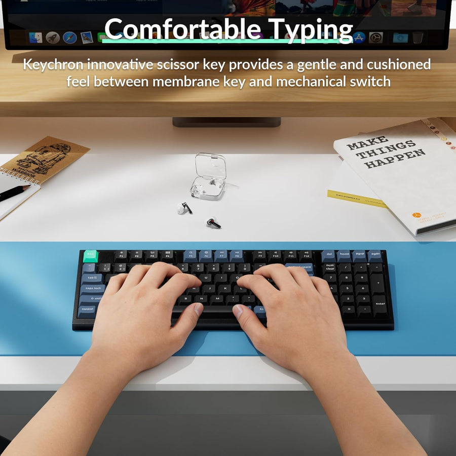 Keychron Teclado inalámbrico B35, 2.4 GHz\/Bluetooth 96% teclado de...