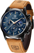 BENYAR Relojes para hombre, cronógrafo analógico de cuarzo, impermeables, relojes de pulsera para hombre, moda de negocios, trabajo, casual, deportivo, reloj de vestir con calendario