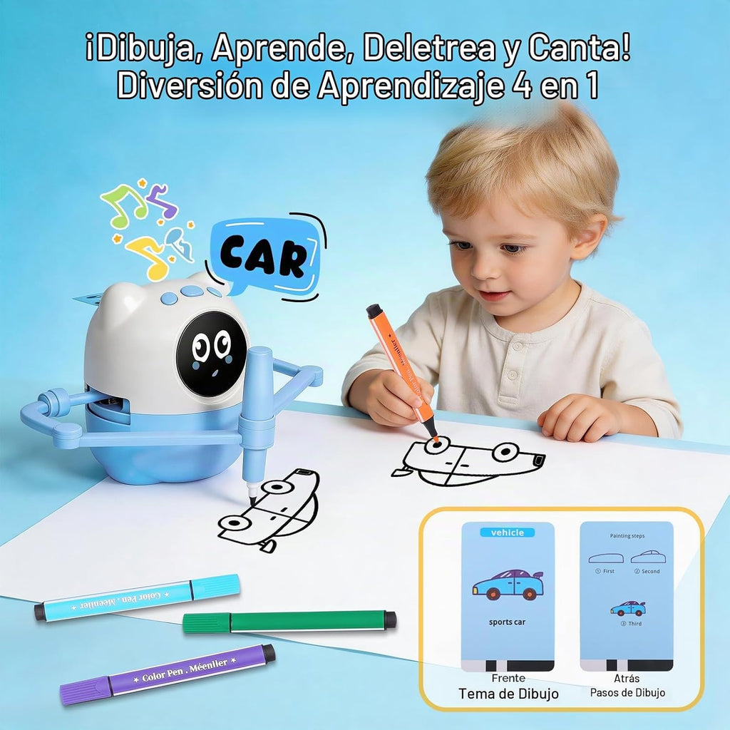 Robot de dibujo para niños, 150 tarjetas de juguete para edades de 3, 4, 5