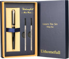 Bolígrafo Rollerball de Lujo Impresionante con Ribete de Oro de 24K, Punta Suiza con Repuestos de Tinta Negra, Juego de Bolígrafo Perfecto como Regalo para Hombres y Mujeres, Juego de