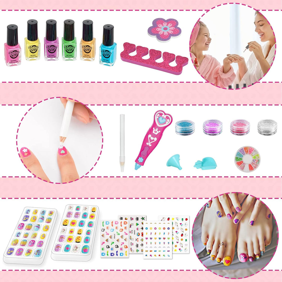 BATTOP Juego de Esmalte de Uñas para Niñas, Kits de Arte de Uñas co...
