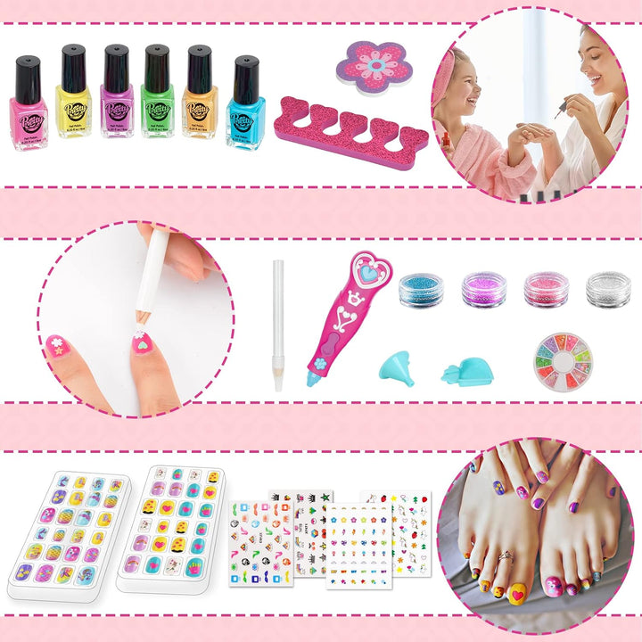 BATTOP Juego de Esmalte de Uñas para Niñas, Kits de Arte de Uñas co...