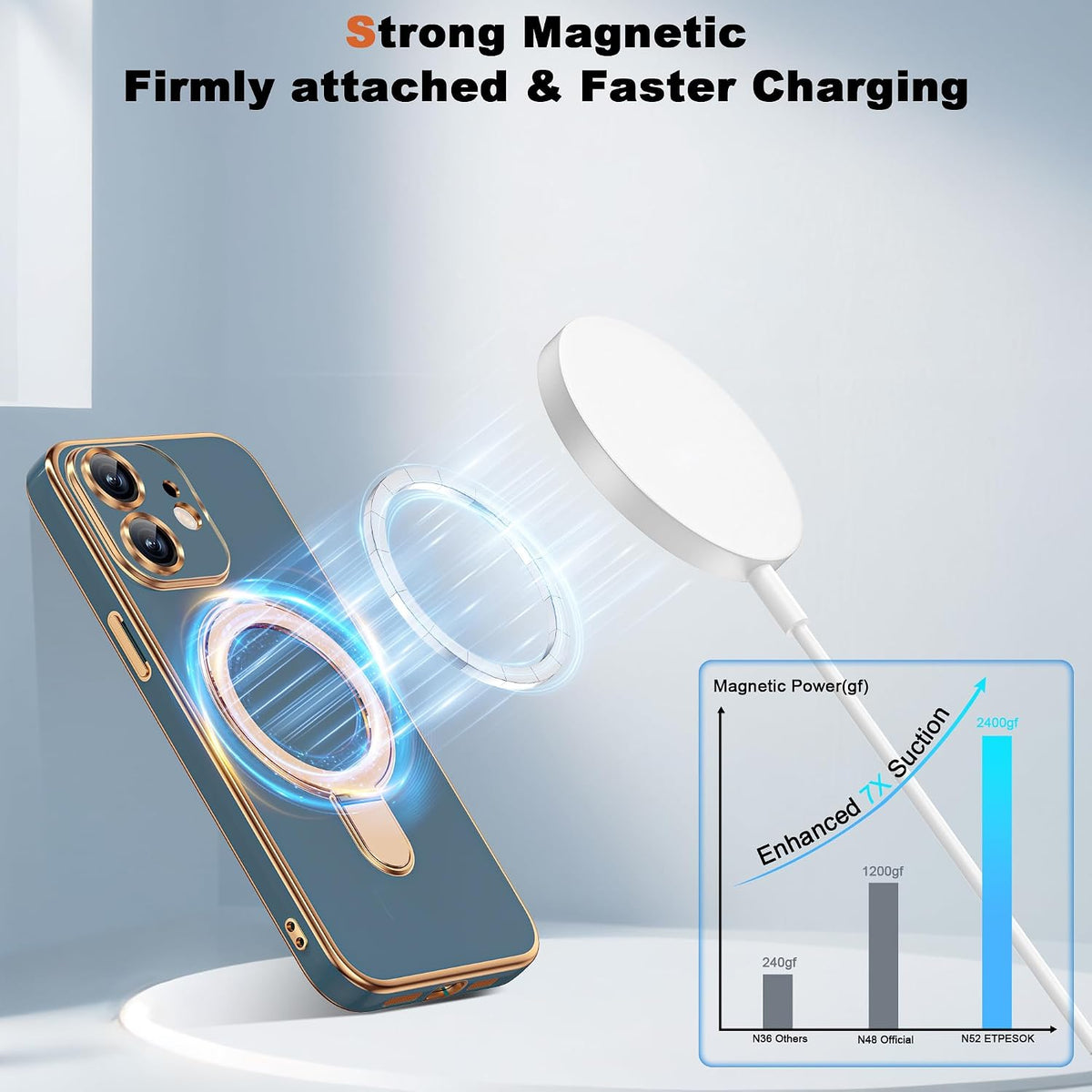 Funda de teléfono chapado para iPhone 12 con soporte de 6.1