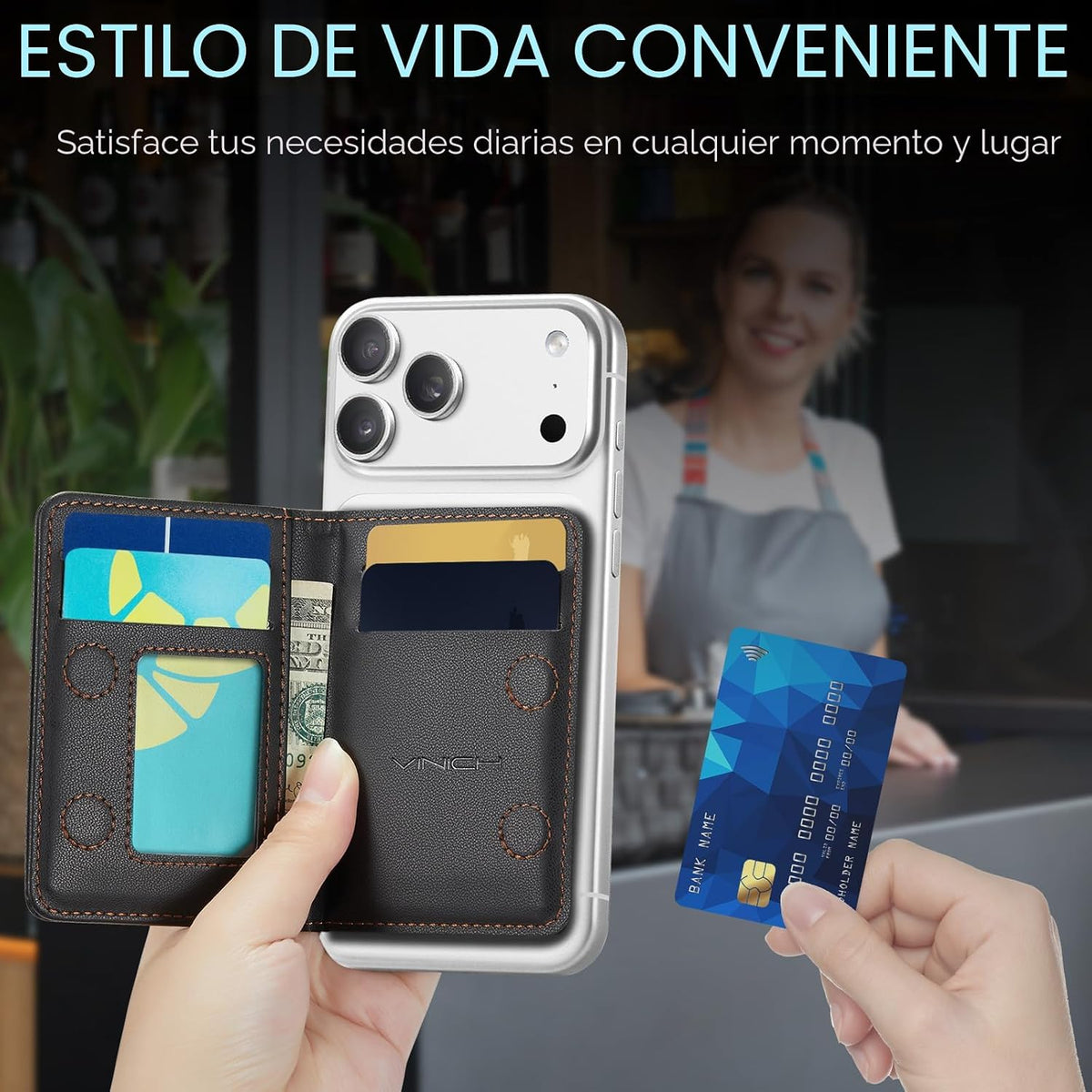 Vinich para MagSafe Wallet - Tarjetero magnético con bloqueo RFID, color