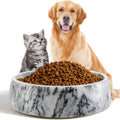 SAMAH Cuenco de mármol gris oscuro para perros, antideslizante y sin vuelcos, plato de piedra grande con peso, cuenco de agua de mármol natural para perros, fácil de limpiar, regalos para amantes de