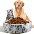 SAMAH Cuenco de mármol gris oscuro para perros, antideslizante y sin vuelcos, plato de piedra grande con peso, cuenco de agua de mármol natural para perros, fácil de limpiar, regalos para amantes de
