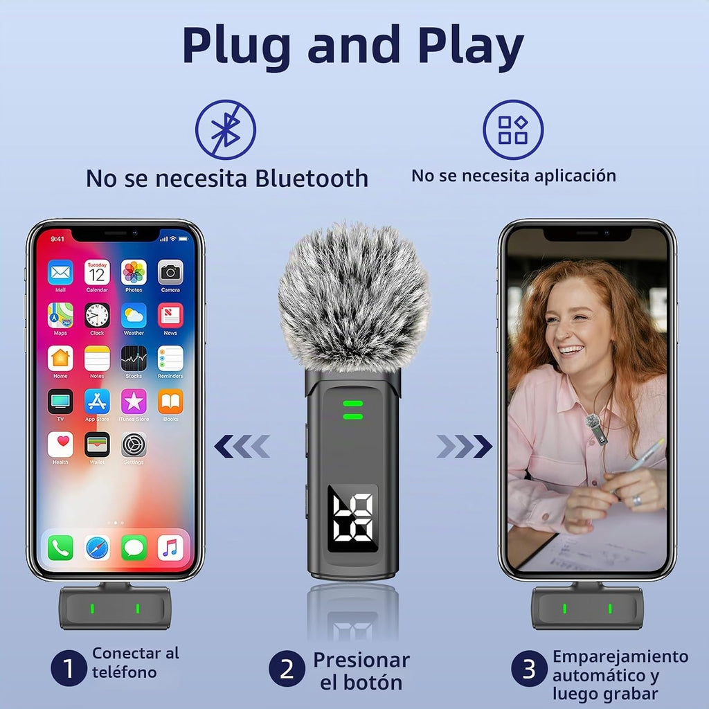 Micrófono Lavalier Inalámbrico Mini para iPhone Grabación de Video