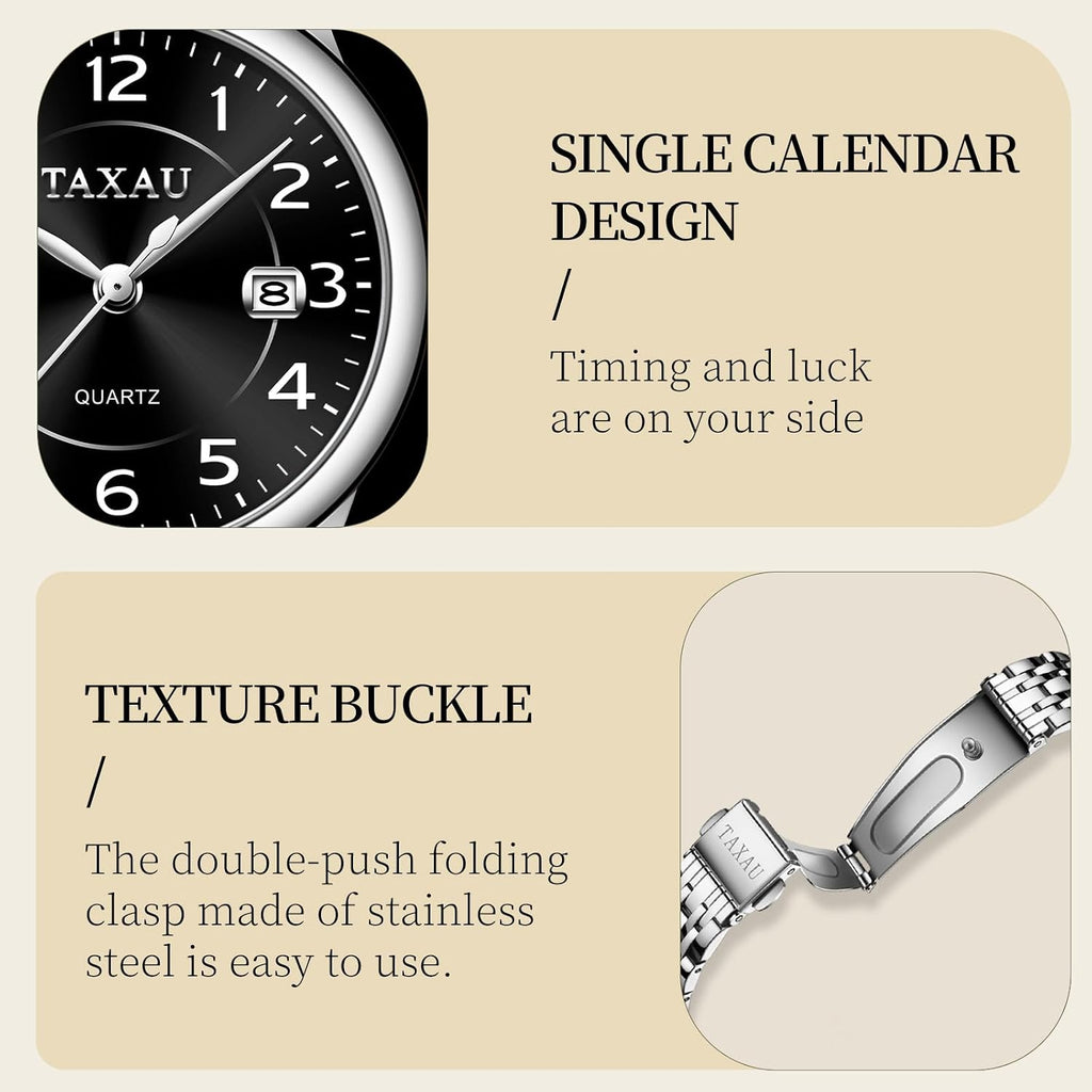 Reloj de Mujer Elegante Impermeable con Fecha Números Árabes Grandes Analógico Cuarzo Bicolor Acero Inoxidable Reloj de Muñeca Pequeña