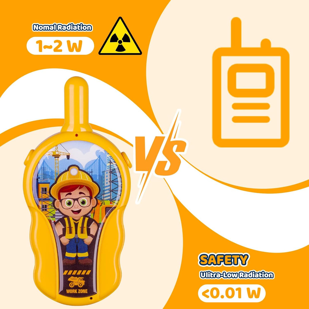 Walkie Talkies para niños, paquete de 2 unidades, tema de construcc...