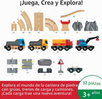 BRIO World Rail & Road - Juego de tren de madera con certificación FSC de 32 piezas y accesorios - Auto grúa especial, plataforma plana, pistas y más - Funciona con todos los juegos de ferrocarriles
